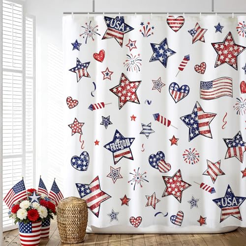 Baccessor 4th of July Patriotic Shower Curtain 72x72 Inches