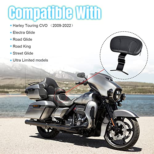 Ractop Motorcycle Front Driver Rider Backrest Pad Compatible With Harley Davidson Touring Cvo Street Glide Road King Road Glide Electra Glide Ultra Limited Models 2009-2022 2021 2018 2020 Black #TOP6