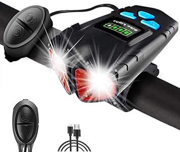 UDee USB Rechargeable Bicycle Light with Loud Bicycle Bell Polycarbonate material-IPX6Waterproof- Fits All Bicycles