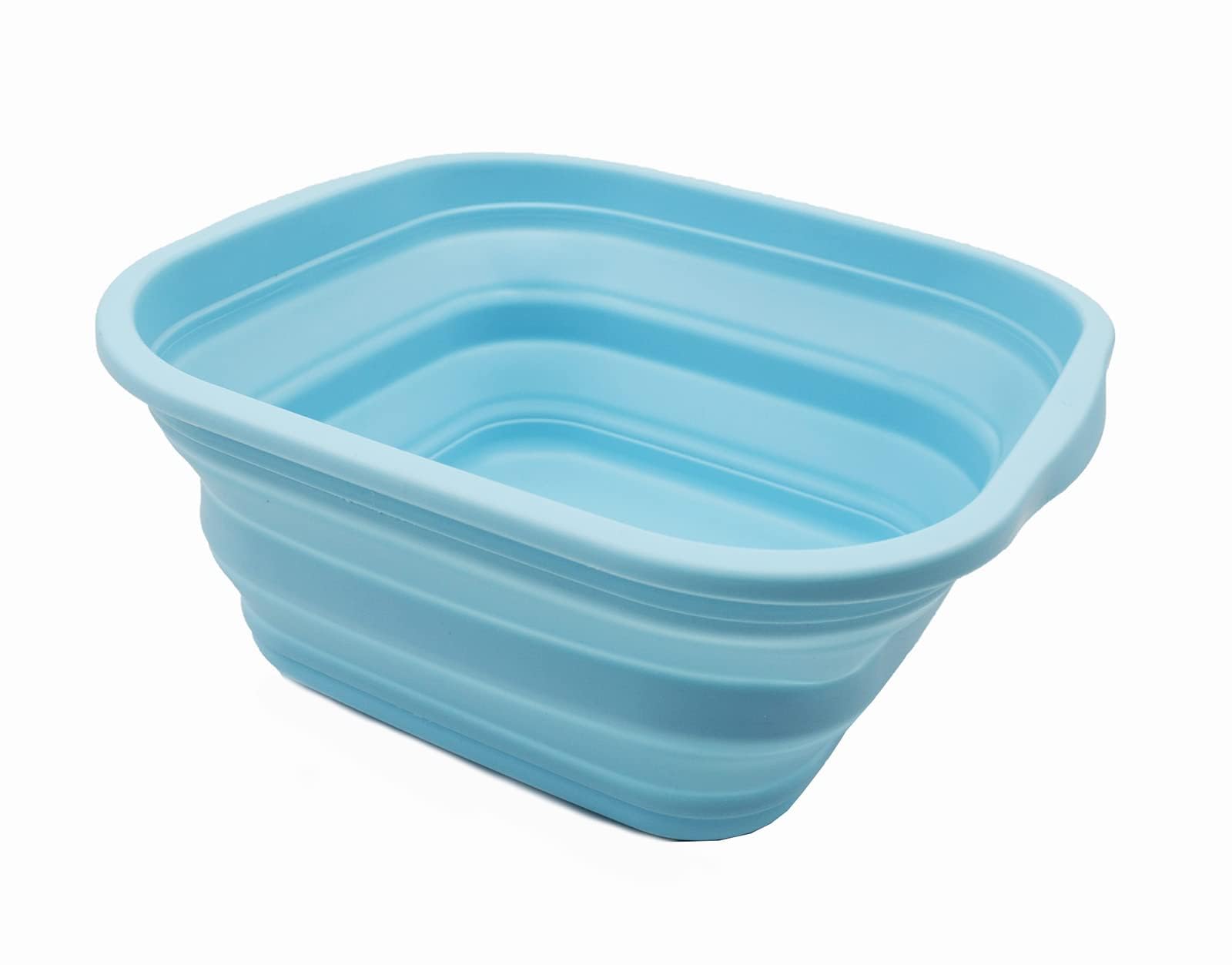 SAMMART 5.5L Collapsible Tub - Foldable Dish Tub - Portable Washing Basin - Space Saving Plastic Washtub (Sea Angel)