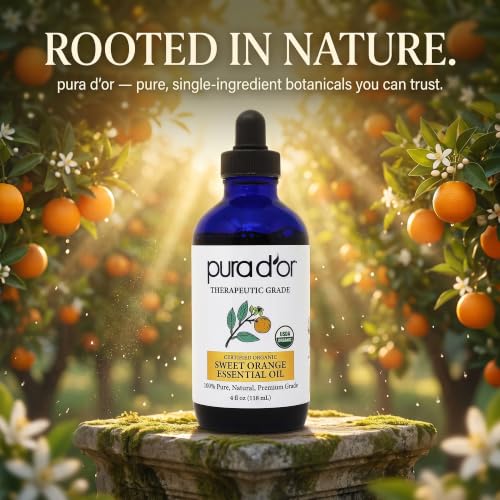PURA D'OR Organic Sweet Orange Essential Oil for Diffuser Aromatherapy, 4oz | Fresh Citrus Aroma, Uplifting Atmosphere, DIY Soap Making, USDA Certified, 100% Pure, Glass Dropper, Dilute for Topical Use - image 7