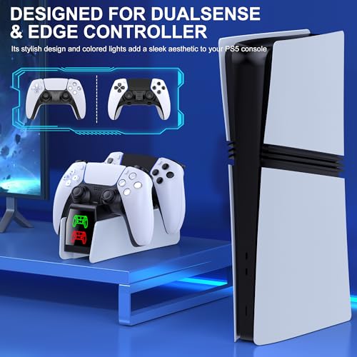 Image of PS5 Controller Charging Station Compatible with PlayStation 5 Dualsense /Edge PS5 Charger Station w USB C Cable & LED Indicator Fast Charging Compatible with Sony PSP Games