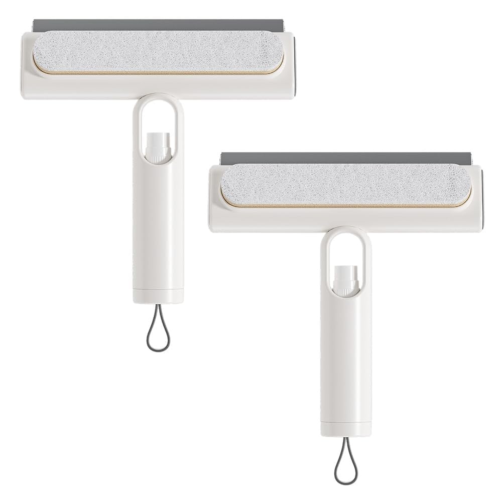 All-in-One Spray & Clean Squeegee for Glass Shower Doors - Multi-Functional Bathroom Cleaner & Mirror Wiper (3 Pack)