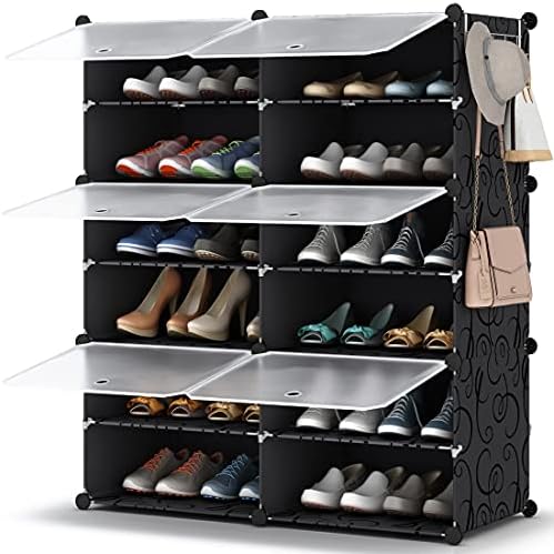 HOMIDEC Shoe Rack Organizer, 6 Tier Shoe Storage Cabinet 24 Pair Plastic Shoe Organizer Shoe Shelves for Closet Hallway Bedroom Entryway