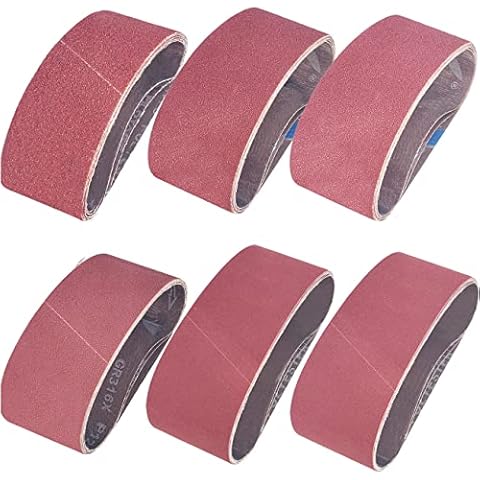 M-jump 18 PCS 3 x 18 inch Aluminum Oxide Sanding Belt Kit-Include 3 Each of 60 80 120 150 240 400 Grits-Premium Sandpaper Sander Belt for Portable Belt Sander Cover