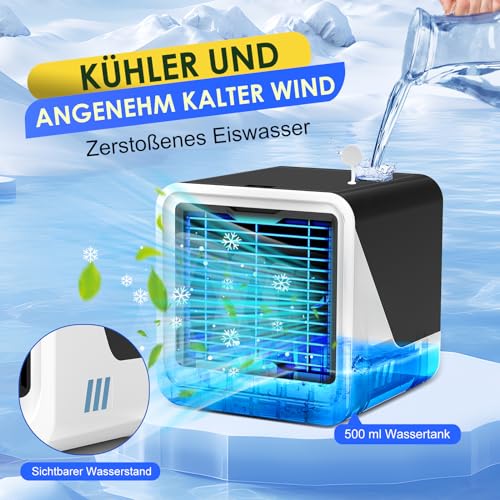 Climatiseur mobile 3 en 1 à 3 vitesses avec grand réservoir d'eau de 500ML