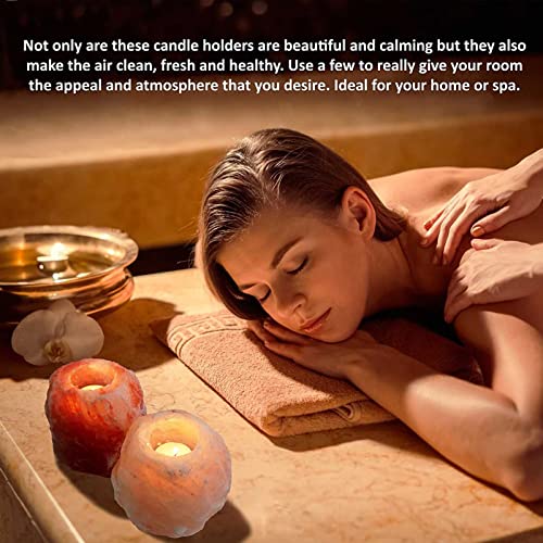 Salt Candle Holder, Hand Carved Natural Himalayan Pink Crystal Rock, 100% Authentic Tea Light Holders, Warm Pink To Orange (4 Pack) #TOP7