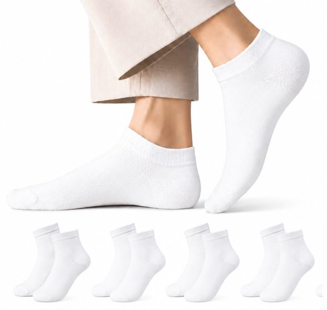 soshre Ankle Length Socks for Women || Ultra Soft made of Cotton Blend || Breathable And Stretchable Socks for Kids men and women || Sneaker Socks || White || Combo Pack (Pair of 4)-picture-29