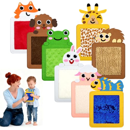 Vicloon 8Pcs Sensory Mats for Kids Zoo Animals Textured Play Floor Tiles Mat for Autistic Kids Special Needs Toys for Tactile Play/Anxiety Relief Presents Gifts for Newborn