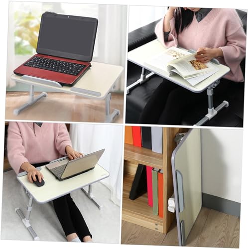 Table pliante pour ordinateur en bois beige : la solution bureau robuste pour petits espaces
