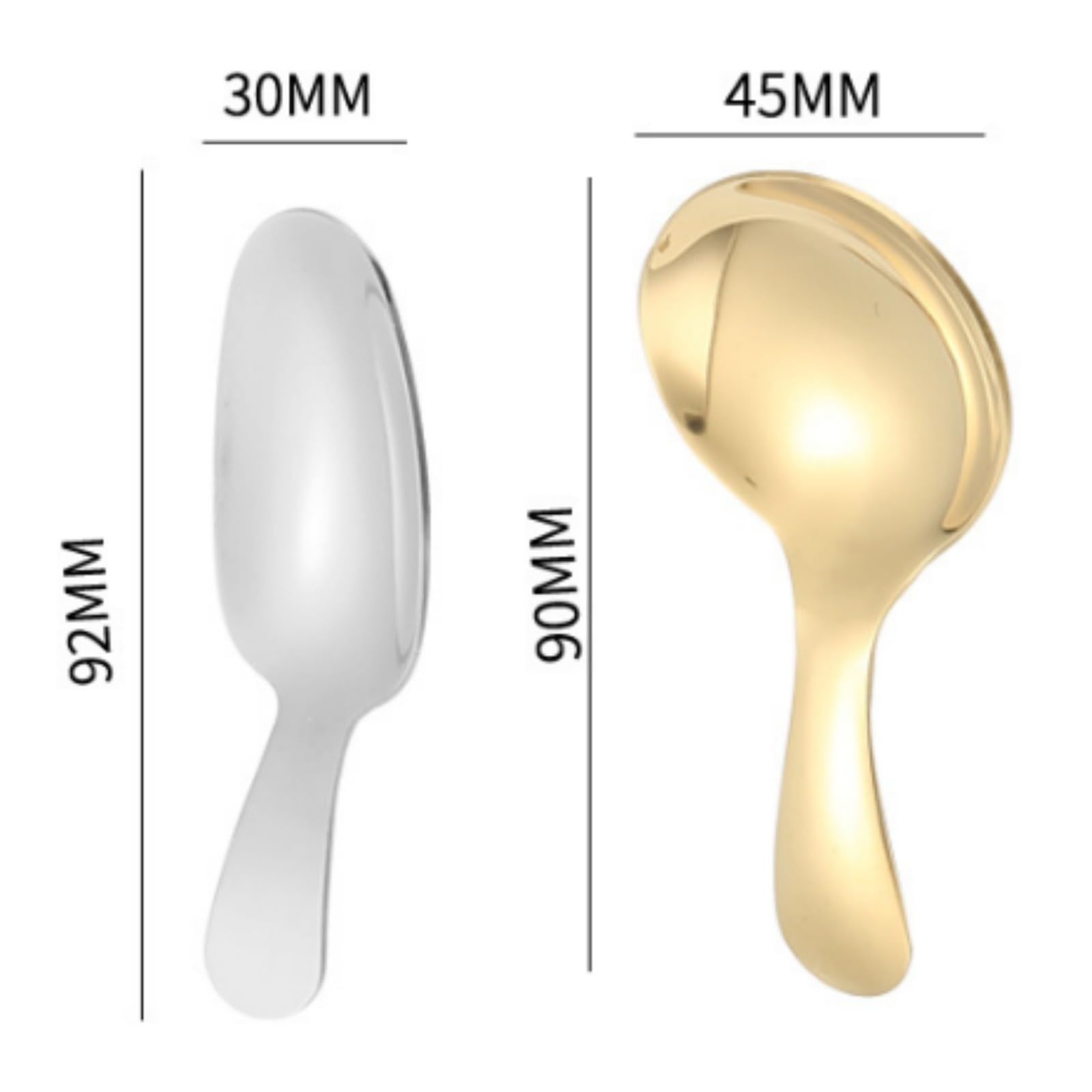 Set Di 4 Mini Cucchiai In Acciaio Inox Con Manico Corto – Oro E Argento – Per Gelato, Dessert, Spezie, Caffè