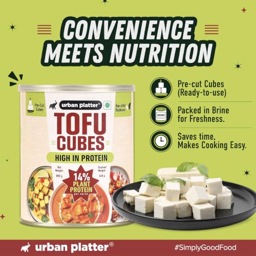 Image of Urban Platter Tofu Cubes, 800g (Drained Weight: 450g | 14% Plant Protein | Ready-to-Use for Stir-Fries, Curries, Salads & Soups)
