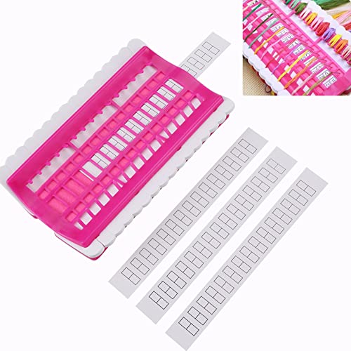 Image of Pssopp Floss Organizer Embroidery, Cross Stitch Tool 30 Position Cross Stitch Needles Holder Thread Organizer Sewing Tools Embroidery Thread Organizers Shelf (Rose)