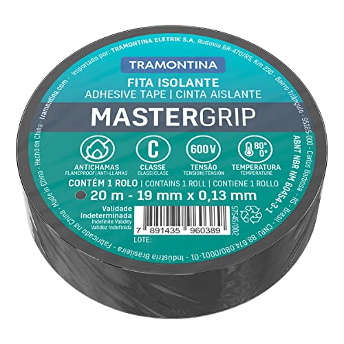 Tramontina 0.13x19mm 20m Black Flame Retardant Electrical Tape Class C