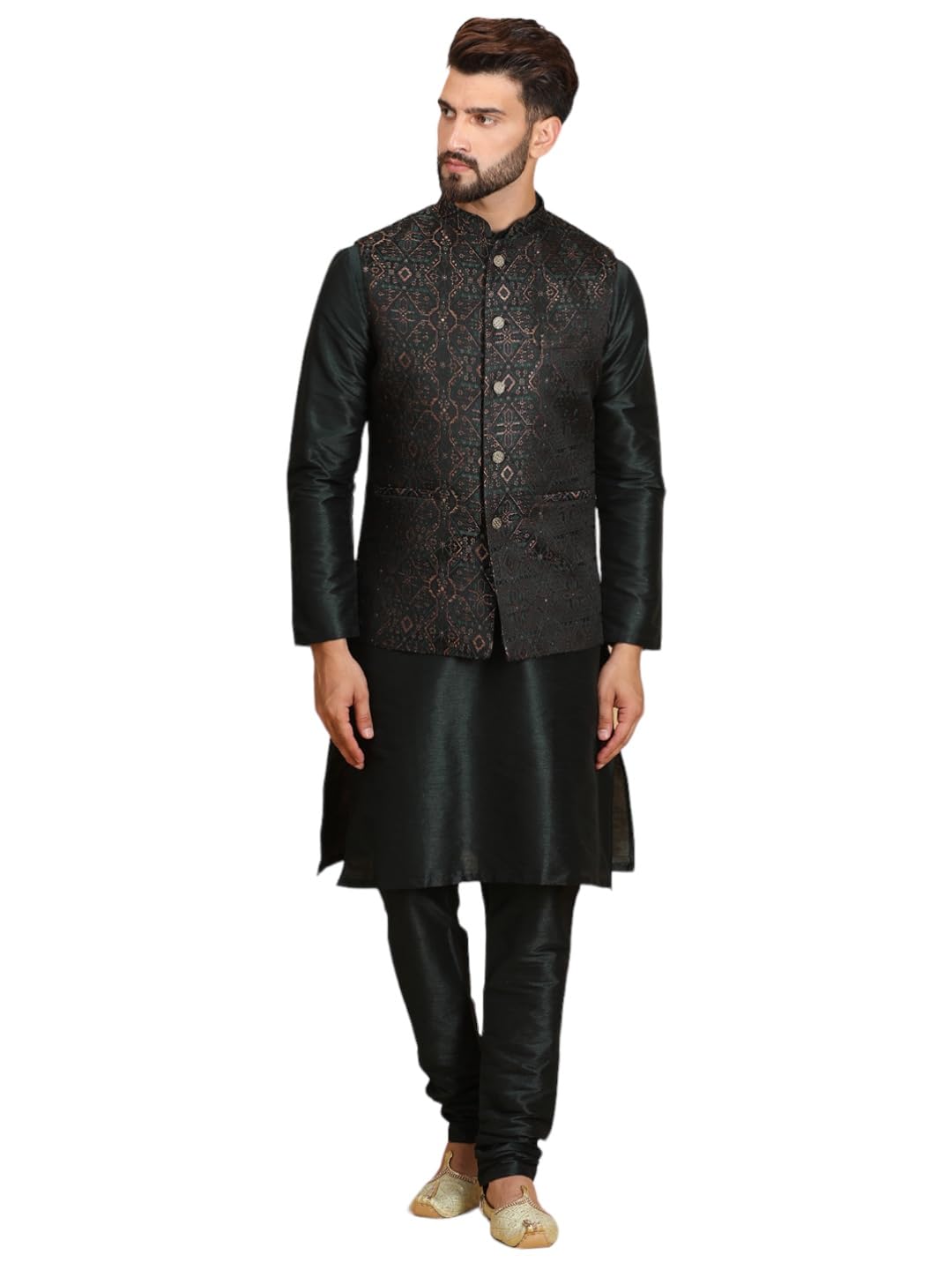 EthluxisMen's Kurta Churidar Pyjama with Nehru Bandhgala Jacket