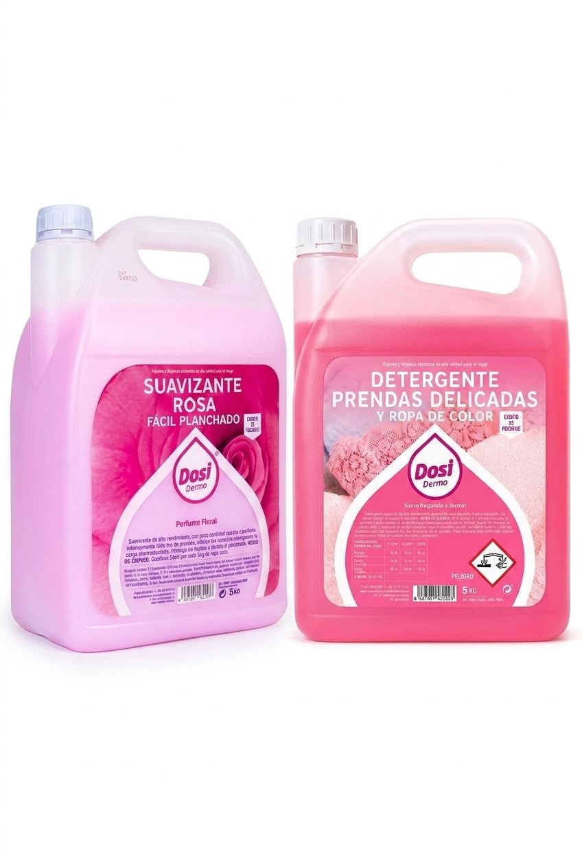 Pack Profesional Detergente Líquido Concentrado Prendas Delicadas 5 KG + Suavizante Concentrado 5 KG | Limpieza, Protección y Suavidad para Ropa Fina con Fragancia Floral y Cuidado de Tejidos.