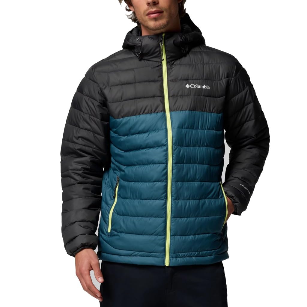 Columbia Men's Powder Lite 2 Hooded Jacket, Hooded Puffer Jacket, Everblue, Shark, XXL