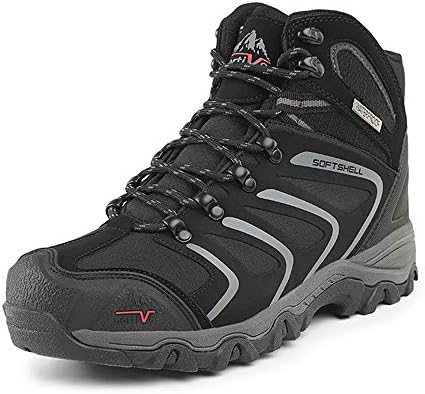 NORTIV 8 Mens Wide Black Grey Ankle High Waterproof Hiking Boots Outdoor Lightweight Shoes Trekking Trails 160448_m-w Size 11 Wide M US, Black/Dark/Grey