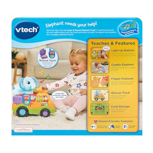 VTech Learn and Rescue Elephant Truck Pull Toy with Plush Elephant - image 8