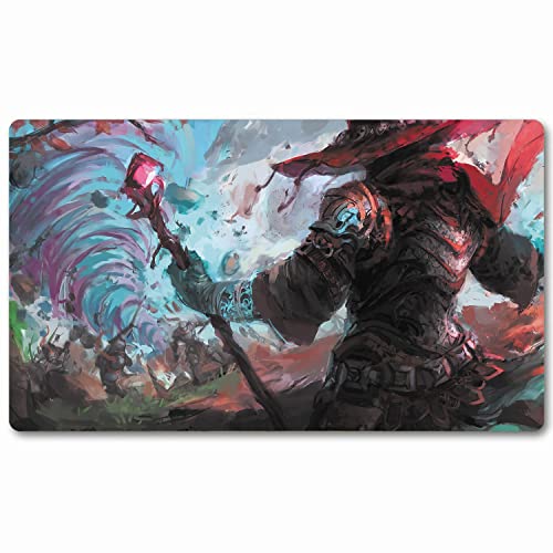 Board Game Tcg Playmat Tabletop Card Playmat Mtg Rpg Ccg Trading Card Game Play Mats Smooth Cloth Surface Rubber Base With Stitched Edges Original Play Mat Art Designs 24X14Inch-Fighting Wizard #TOP6
