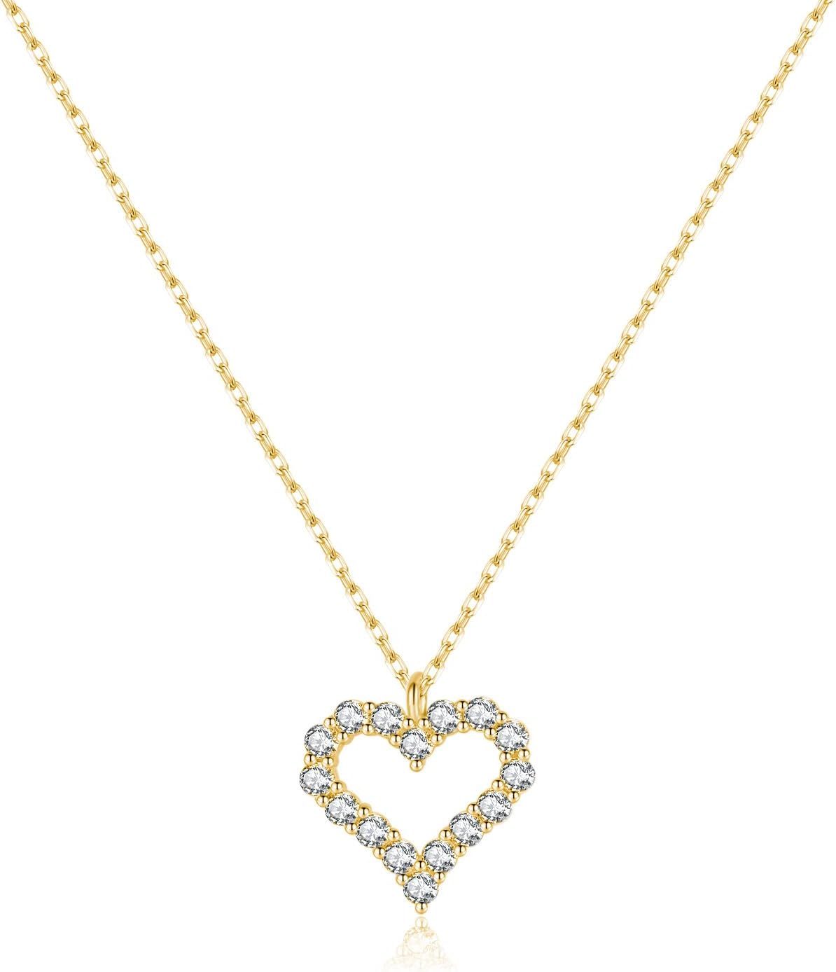 SLUYNZ 925 Sterling Silver CZ Love Heart Choker Necklace for Women Teens Hollow Heart Necklace Pendant for Mother's Day