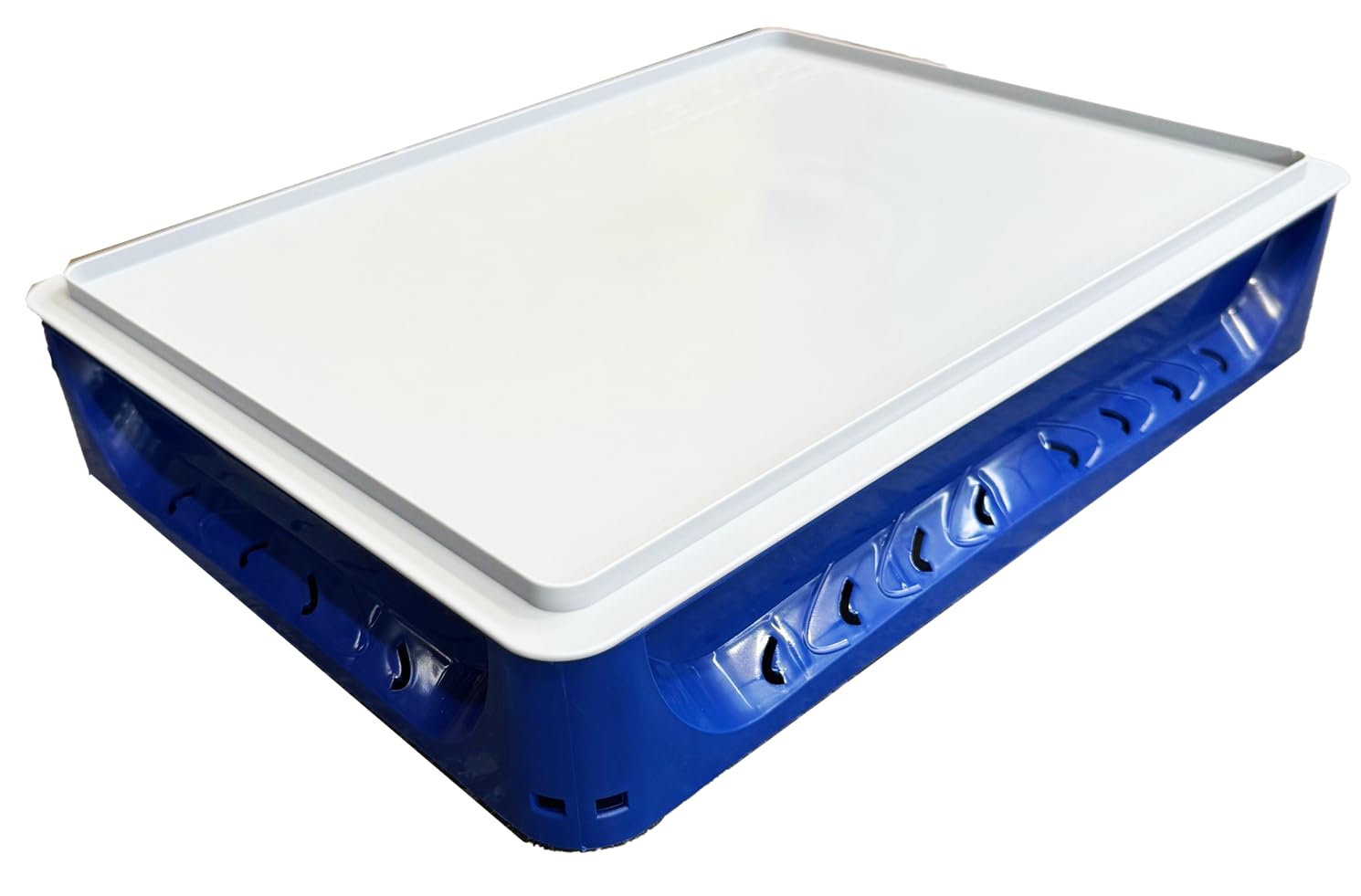 Solent Plastics 7 Litre Pizza Bread Dough Proofing Tray complete with Lid - 40 x 30cm x 8.5cm - Fits in domestic fridges! (Blue)