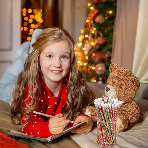 Bleistifte Weihnachten, 24 Stück Bleistift mit Radiergummi Weihnachtsgeschenke für Adventskalender zum Befüllen Geschenke Mitgebsel Stifte, Weihnachts Deko Schule Weihnachtsstifte für Kinder Studenten
