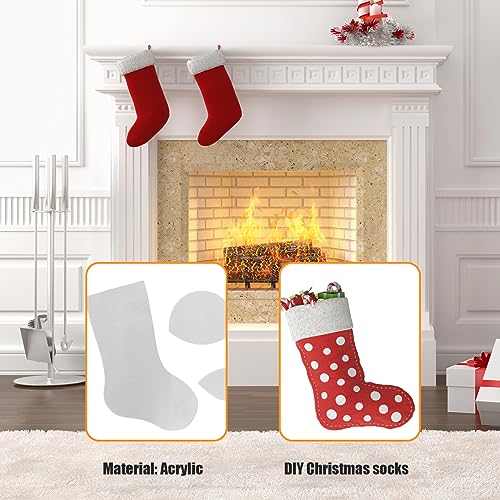 Modèle de bas de Noël acrylique transparent réutilisable set de 3 pochoirs rigides