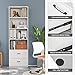 Tangkula 4 Shelf Bookcase with 2 Drawers, 74 Inch 4 Tiers Tall Open Bookshelf with 2 Slide-Out Drawers, Anti-toppling Device, Freestanding Wood Storage Shelf for Home Office (White, 74