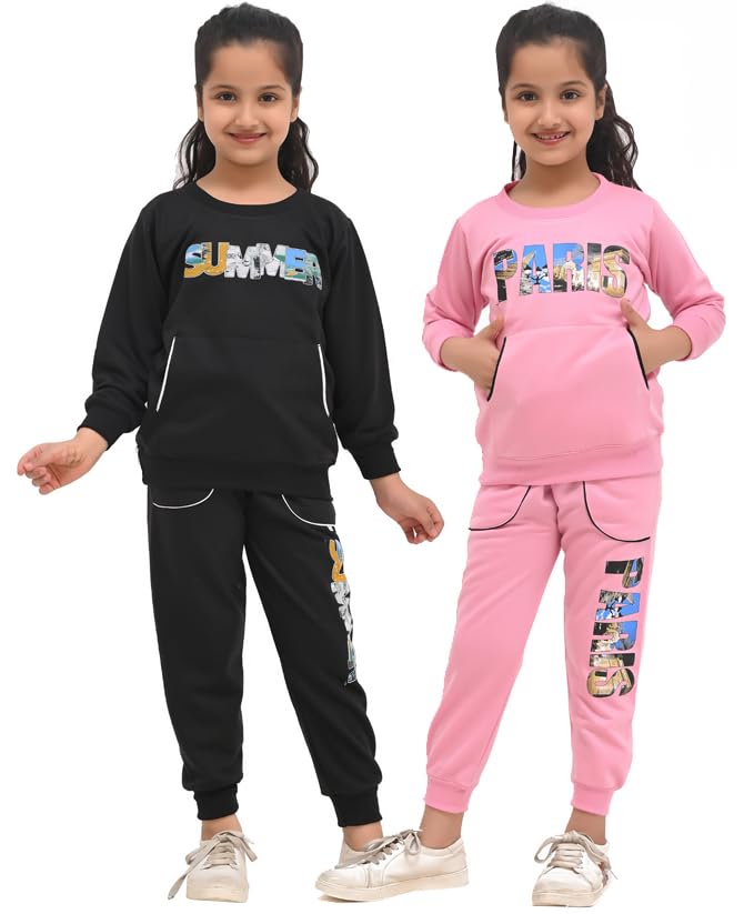 Image of Kids Girls Winter Sweatshirt with Pyjama Set for Girls and Boys | Pack of 2