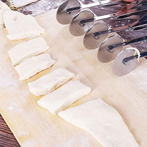 LucyPhy 5 Wheel Dough Cutter, Pastry Cutter, Adjustable Stainless Steel Dough Roller Round Cookie Pastry