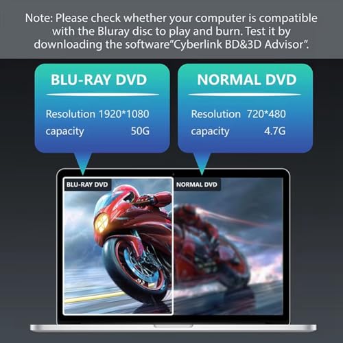 Graveur CD DVD externe lecteur Blu-ray portable USB C pour PC portable - 5