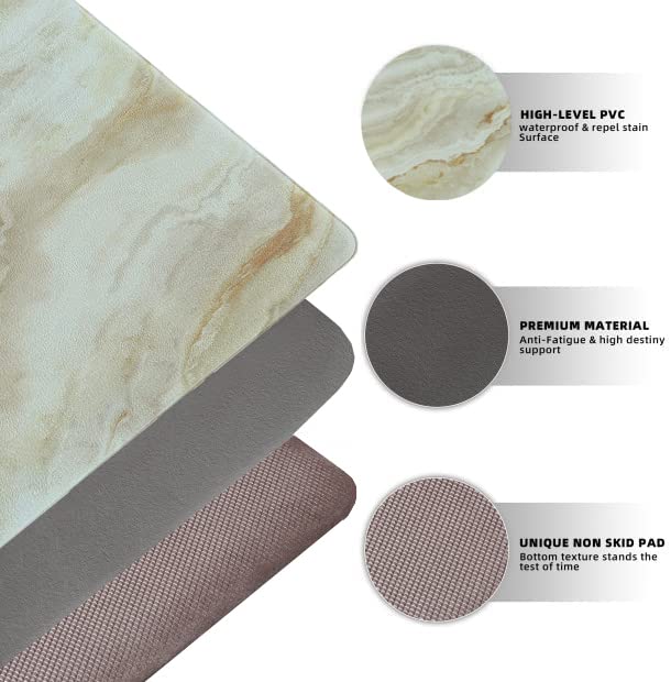 FindMyDuck Marmor-Beige Anti-Ermüdungs-Küchenmatten, rutschfest, Schaumstoffboden, wasserdicht, gepolstert, Komfort… - Image 7