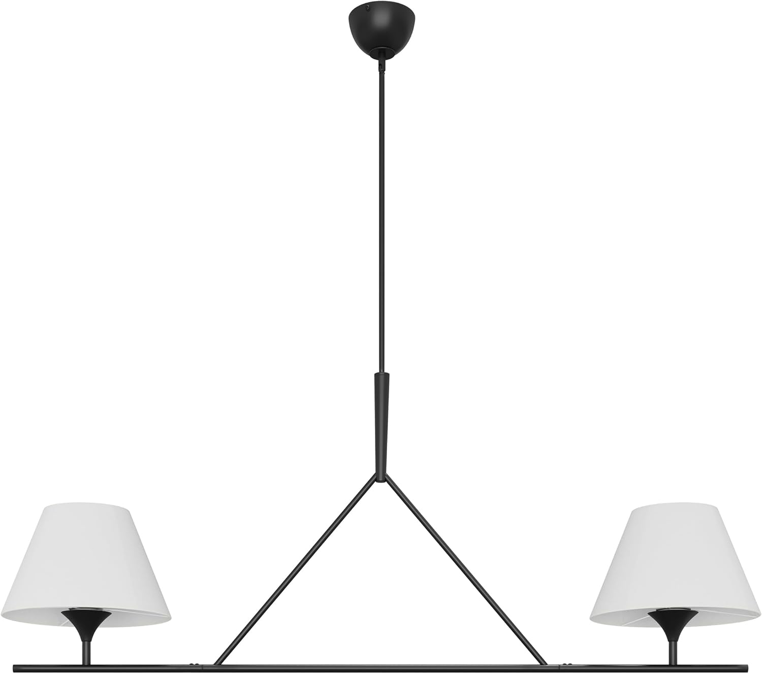 Aiwen 54.33in 2 Light Kitchen Island Pendant Light, Linear Chandelier with Fabric Shades, Classic Matte Black Finish, Modern Pendant Hanging Lights for Dining Room Restaurant E26