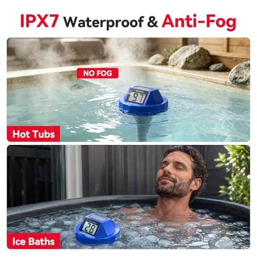 Image of BaldrTherm Pool Thermometer Digital Floating, Swimming Pool Water Temperature Sensor, 2026 New Upgrade | Solar Powered | Easy Read | High Precision | Anti-Fog, for Hot Tub, Spa & Ice Bath