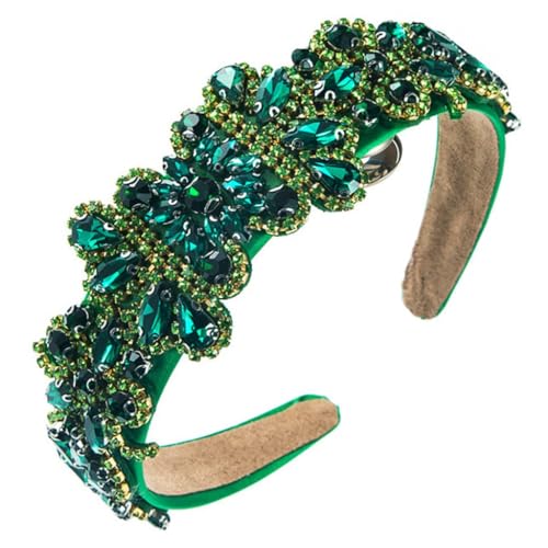 Bandeaux pour cheveux confortables anti-glisse style couronne baroque verte