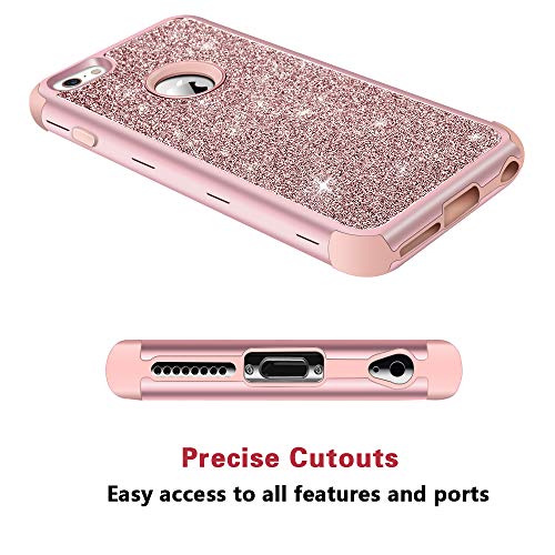 Hython Compatible With Iphone 6/6S Case, Heavy Duty Full-Body Defender Protective Case Bling Glitter Sparkle Hard Shell Hybrid Shockproof Rubber Bumper Cover For Iphone 6 And 6S 4.7-Inch, Rose Gold #TOP3