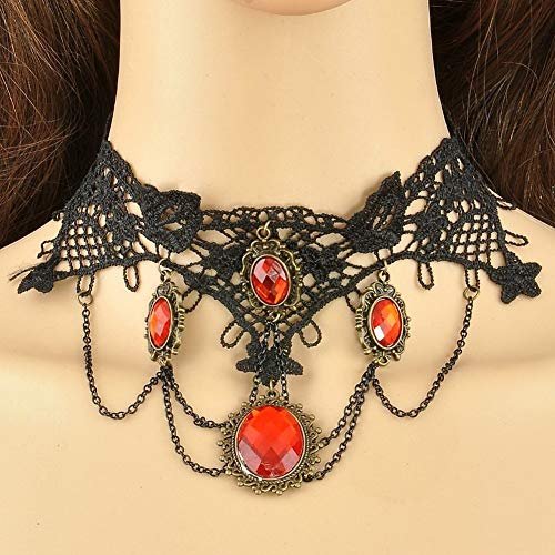 Ogquaton Lady Retrò Lolita Gotico Pizzo Rosso