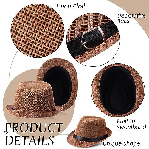 Pack 16 Gorros Fedora Trilby Panama de ala corta para verano miniatura 3