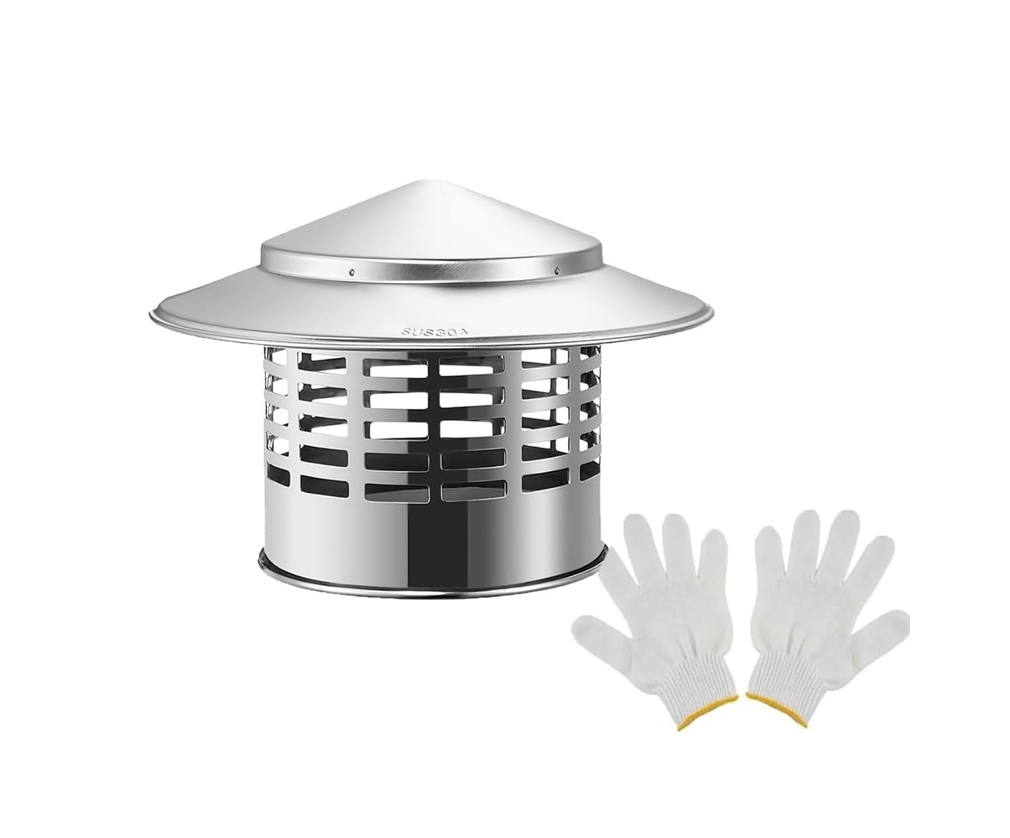 Shiketong One Color 304 Stainless Steel Round Chimney Caps, Tapered Top Cap With Screen 3.0" 4.3" 6.3"(3.0")