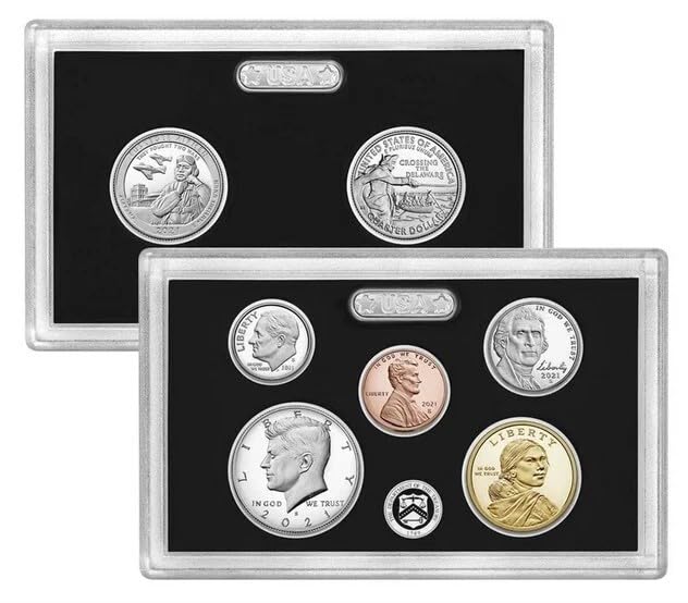 US Mint 2021 S Silver Proof Set, 7-Piece Collection, .999 Fine Silver with Certificate of Authenticity, 21RH Model