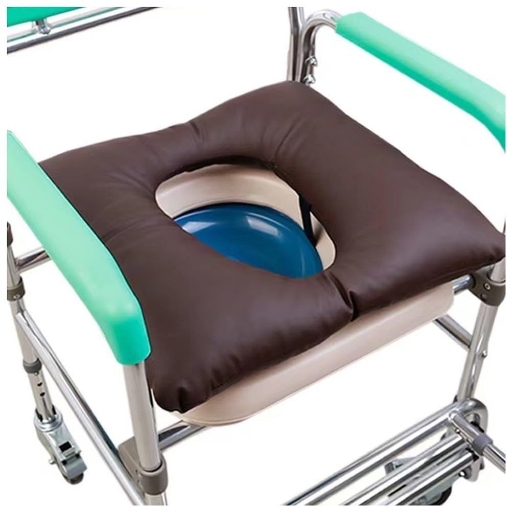Cojín para asiento de inodoro para silla de ruedas, cojín antiescaras de poliuretano, impermeable, portátil, 42 x 42 cm de grosor, algodón, para el cuidado de la cama