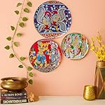 RITUALISTIC Kalamkari Madhubani Wall Plates for home decoration | Wall decor items for living room | Metal Wall décor | Gift items for women and men | Home Décor Gift Item | Set of 3 plate