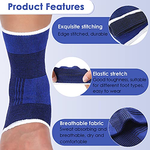 Image of Haysandy 4 Pieces / 2 Pair Kids Ankle Support Brace Elastic Kids Compression Socks Knitted Ankle Sleeve for Jogging Running Fitness(Dark Blue,10-15 Years)