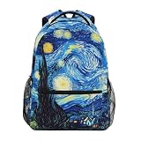 ALAZA Galaxy Starry Night Sky Van Gogh Large Backpack Personalized Laptop iPad Tablet Travel School Bag with Multiple Pockets