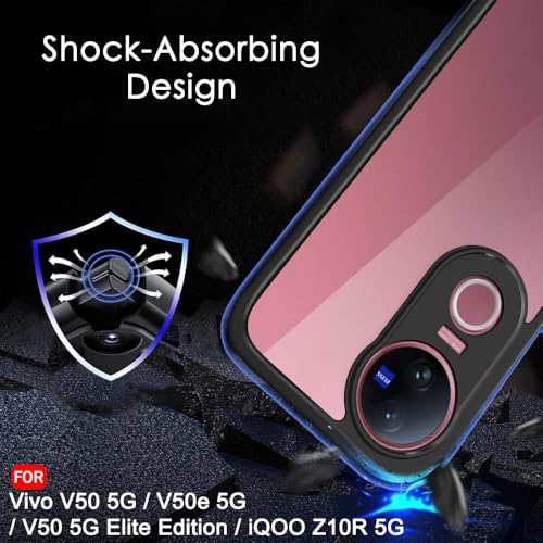 Image of TheGiftKart Hybrid Shockproof Back Cover Case for iQOO Z10R 5G / Vivo V50 5G / V50e 5G / Vivo T4R 5G | Hard Back Cover Case (PC & TPU, Transparent Clear Back, Black Sides)