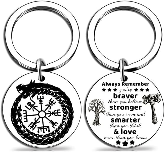 Norse Viking Keychain for Men Women, Compass Gift for Birthday Christmas, Norse Mythology Compass Key Chain Gift