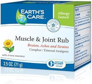 Earth's Care Muscle & Joint Rub - for Sore Muscles, Bruises, Aches and Strains - 2.5 OZ