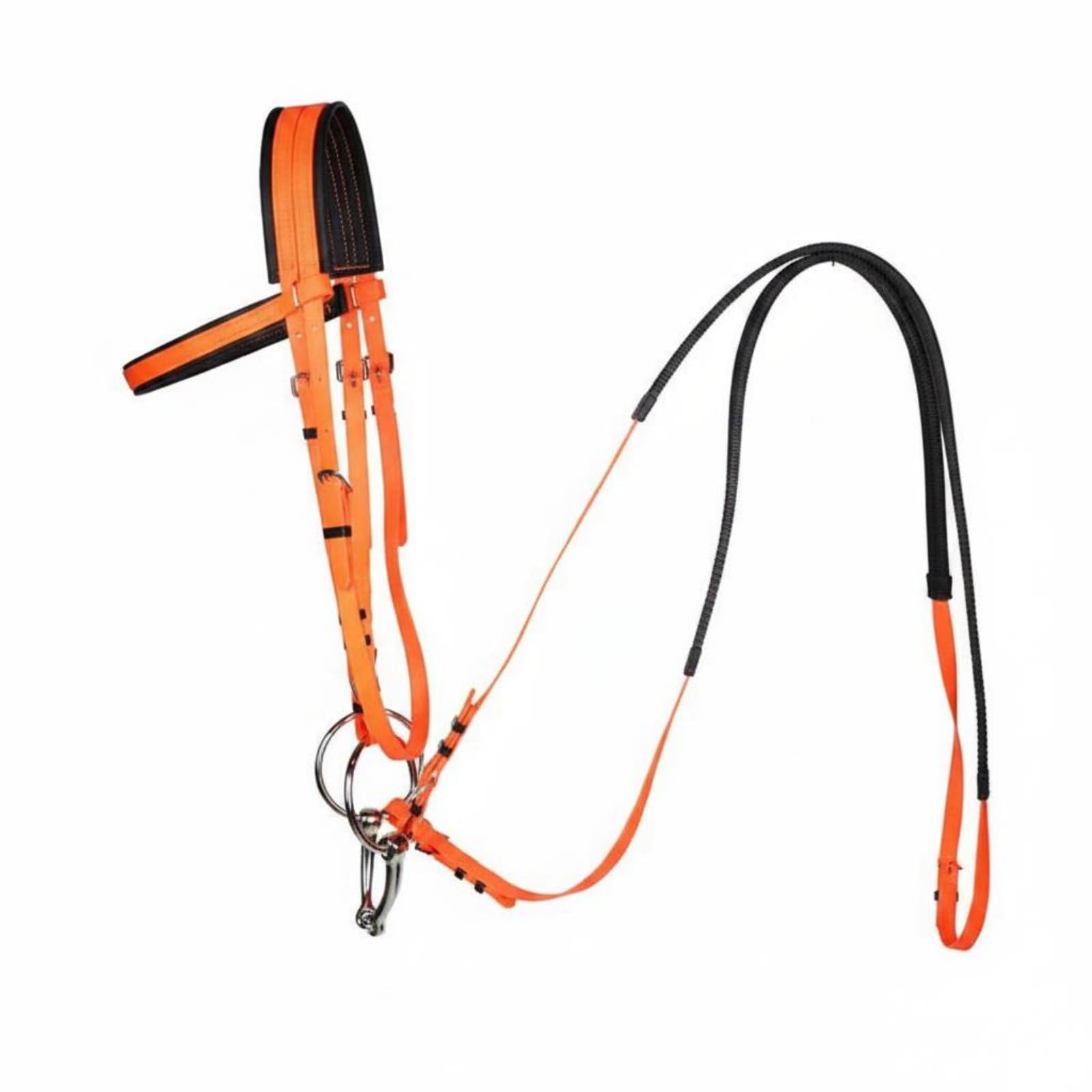 MERIGLARE Brida para Caballo Cómoda Cabezada Ajustable PVC de Alta Resistencia y Antideslizantes Adecuado para Cuidado Ecuestre Caballerizas y Clases de Equitación, Naranja