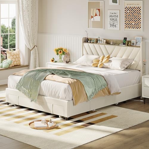 Diyset US-DIY-BF Bed Frame Full Size With Headboard, Upholstered Platform Bedframe With 3 Underbed Storage Drawers thumb #8